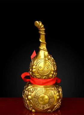 纯铜葫芦摆件不开口室内客厅玄关纳福装饰工艺品封闭口葫芦黄铜