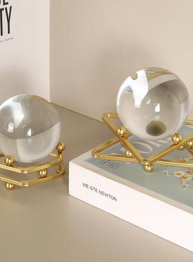 简约时来运转水晶球摆件底座家居轻奢白色招财透明玻璃装饰品摆设