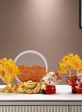 发财树财神爷摆件开业礼物店铺收银台客厅酒柜玄关装饰品新居礼品