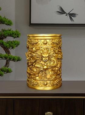 铜九龙香筒家居客厅佛堂寺庙摆件大号插香供奉装香桶佛具用品装饰