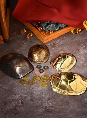 百纳源 龟壳把件黄铜乌龟壳六爻器具道具工艺品覆古送说明书铜钱
