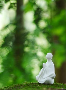 陶瓷禅意无相佛小摆件中式盆景客厅鱼缸桌面装饰小和尚人物工艺品