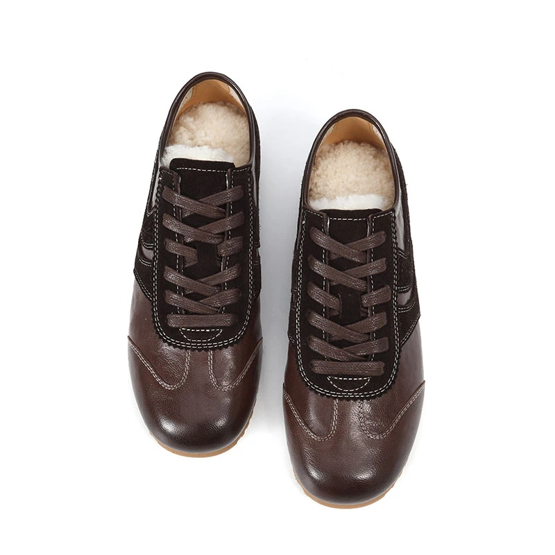 VCA加绒女鞋休闲德训鞋秋冬季百搭真皮复古春季潮流低帮百搭真皮,淘宝优惠券,粉丝福利购,淘宝优惠卷