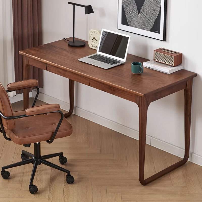 北美黑胡桃木书桌学习桌现代简约日式电脑桌北欧实木樱桃木办公桌 - 图0