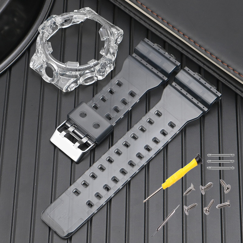 适配卡西欧冰韧树脂表带5522GA-700SK 710 735替换黑武士透明表壳 - 图2