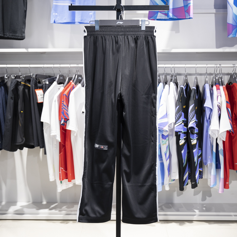 李宁正品CBA专业篮球系列男子加绒保暖运动宽松直筒卫裤AKLU075-1 - 图1