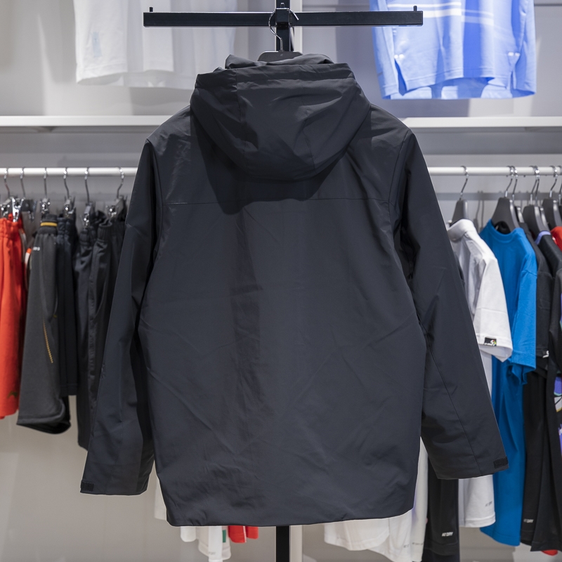 李宁正品团购系列男子简约百搭防风保暖运动连帽羽绒服AYMU291-5 - 图0