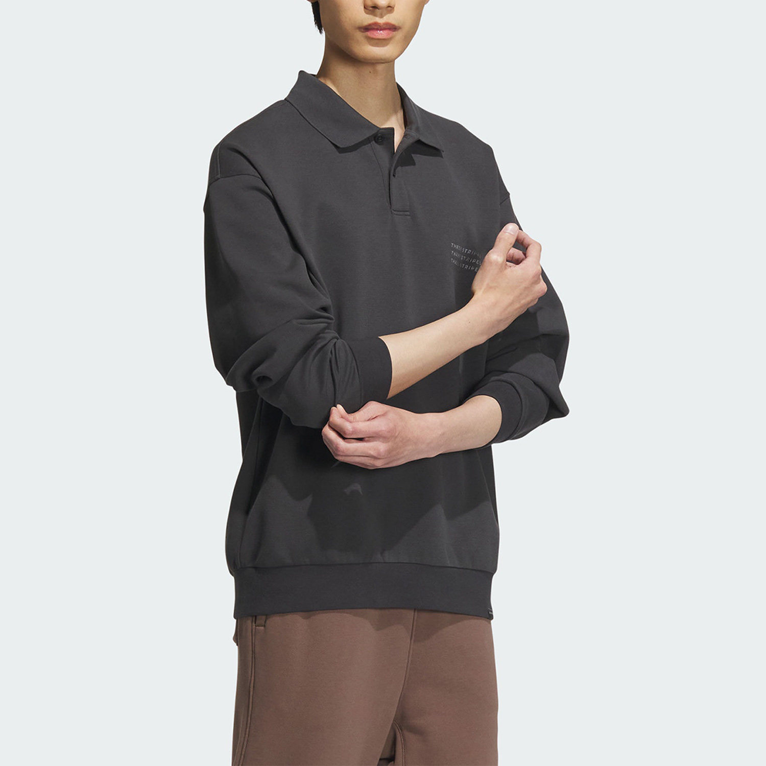 Adidas/阿迪达斯正品运动男士休闲宽松长袖翻领POLO衫IS7419,淘宝优惠券,粉丝福利购,淘宝优惠卷