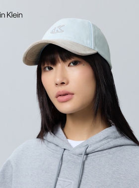 CK男女同款仿麂皮拼接牛仔棒球帽