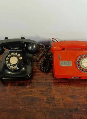 老式手摇电c话机红色怀旧老物件转盘磁石电话机复古民俗博物馆摆