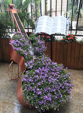 户外创意园林f大提琴雕塑摆件金属琵琶花架婚庆道具公园景观装饰