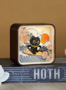 大英博物馆乘风破浪木质分层氛围夜灯乔迁实用桌面摆件女生日礼物