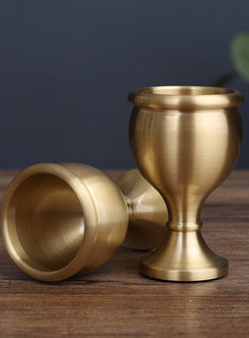 速发纯铜家用纯铜酒佛供奉仙家财神供佛前圣水杯高脚爷水杯供杯杯