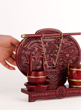 速发红木子孙桶三件套送礼创意 实木质结物礼婚新婚庆件婚摆礼品