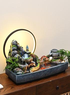 新款假山流水生财摆件客厅玄关办公室风水轮鱼池循环水景开业乔迁