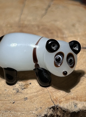 非遗纯手工北京料器厂 料器熊猫 透明琉璃熊猫 礼品摆件 收藏