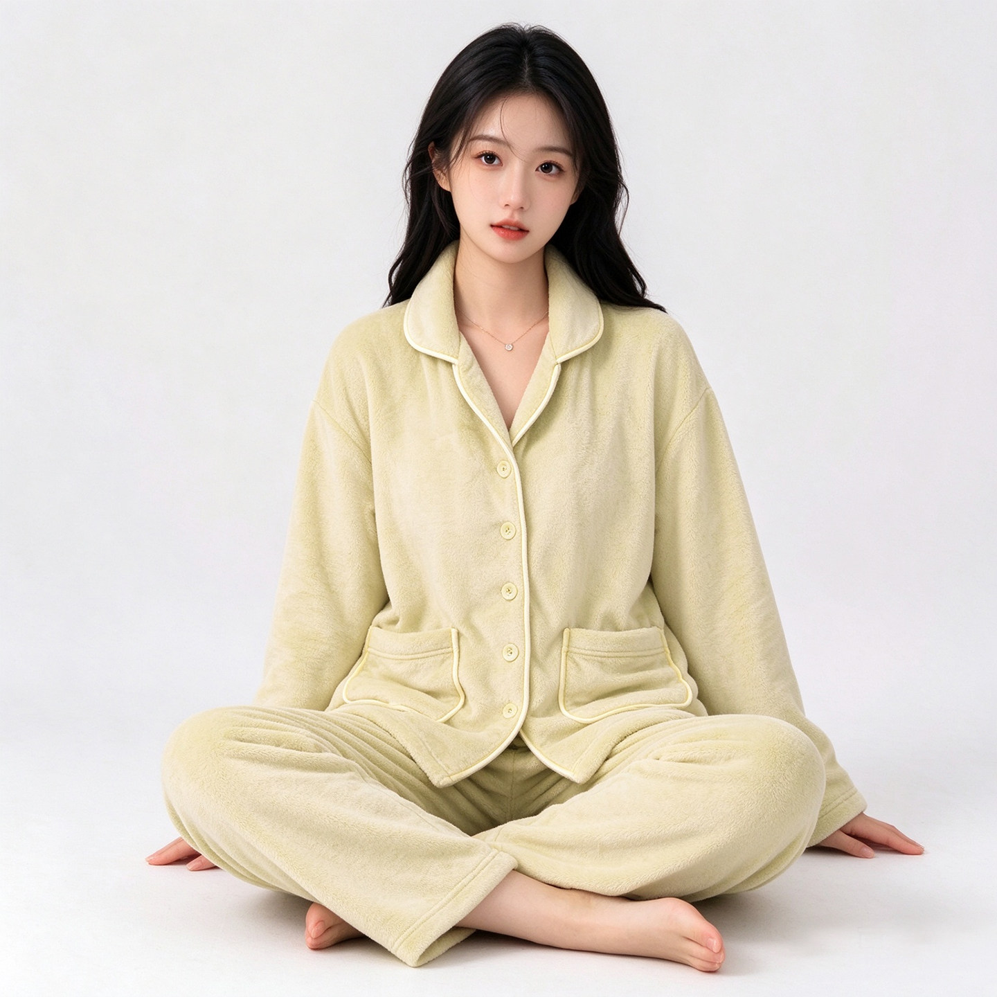 26新品暮云绒睡衣女秋软糯哑光保暖家居服加厚翻领开衫套装可外穿 加软实拍商品图