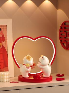 新婚礼物送新人新娘高级实用结婚布置婚房装饰长明灯订婚摆件礼品