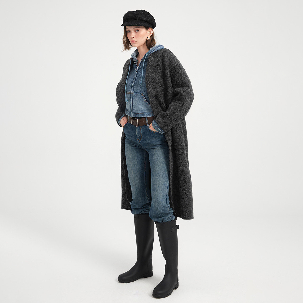 MOISSAC摩萨克2025秋新款高级感双排扣宽松经典版型毛呢大衣女,淘宝优惠券,粉丝福利购,淘宝优惠卷