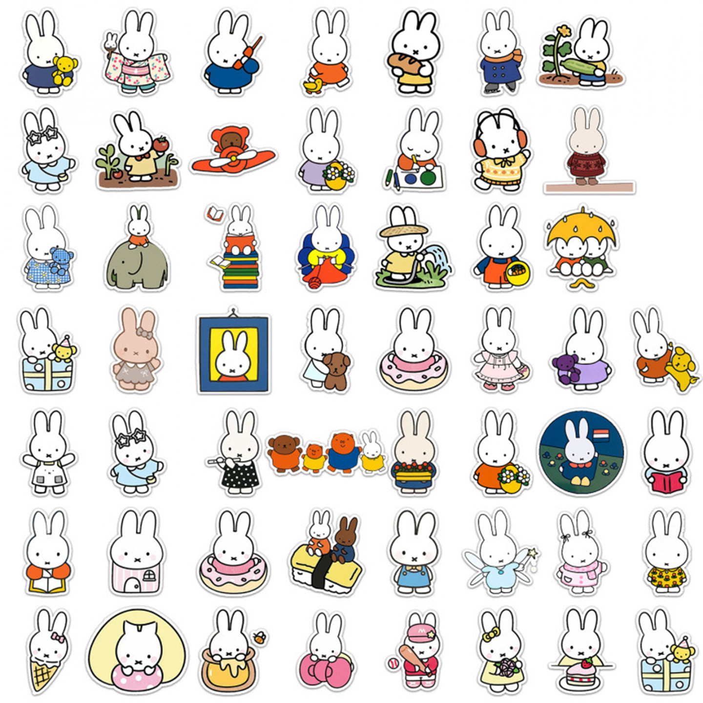50张爆款推荐卡通米菲兔周边贴纸环保不重复可爱玩具贴画装饰手机笔记本背景墙水杯平板DIY车窗洗衣机防水贴,淘宝优惠券,粉丝福利购,淘宝优惠卷