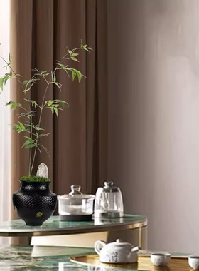 新中式仿真假文竹陶瓷花器摆件