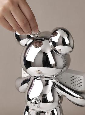 暴力熊摆件创意存钱罐电镀公仔现代客厅酒柜电视柜桌面卡通装饰品