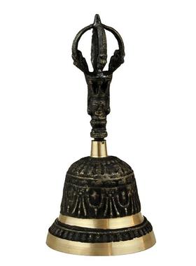 纯黄铜摇铃道家法器手摇铜铃铛金刚杵风水用品铃铛铜铃铛佛堂摆件