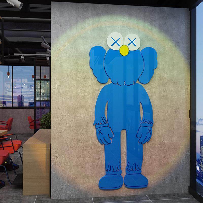 网红理发店墙面装饰品美发廊背景创意形象墙贴纸暴力熊工业风挂画,淘宝优惠券,粉丝福利购,淘宝优惠卷