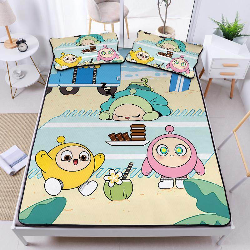 儿童卡通蛋仔派对冰丝席三件套学生宿舍可折叠水洗凉席子空调软席,淘宝优惠券,粉丝福利购,淘宝优惠卷