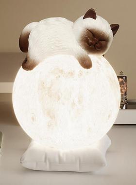 创意泰国猫咪摆件卧室床头柜台灯可爱小夜灯家居好物生日乔迁礼物