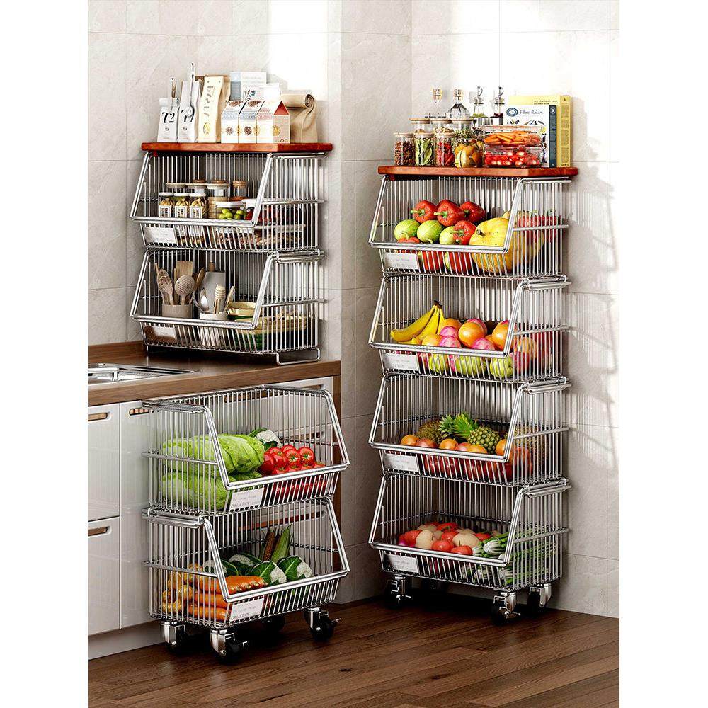 厨房蔬菜置物架落地菜篮子靠墙移动收纳架子家用夹缝零食柜小推车,淘宝优惠券,粉丝福利购,淘宝优惠卷