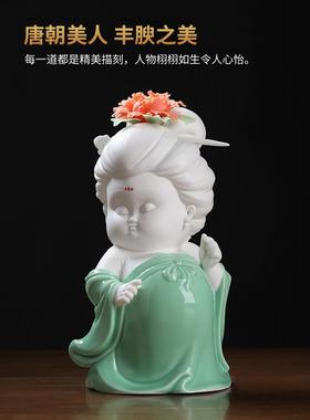 唯美唐朝仕女摆件新中式古风客厅电视柜酒柜博古架家居装饰艺术品
