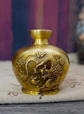黄铜避火龙瓶子厨房西北角化解火烧天门与厕所相对五帝钱葫芦摆件