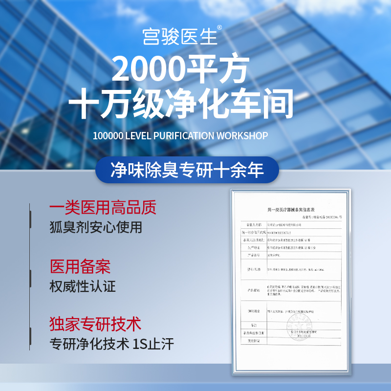 宫骏医生医用去狐臭香体止汗露女腋下窝除腋臭异味臭根喷雾净味水