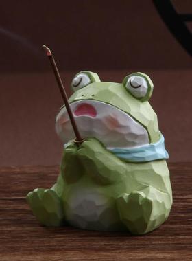 可爱小青蛙熊猫线 线香插香座高级感点香托 托盘创意茶宠桌台香薰