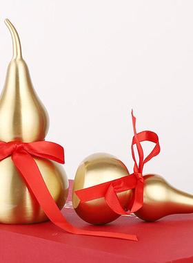 铜葫芦摆件开口八卦拉丝铜葫芦挂件家居客厅汽车挂饰办公桌装饰品