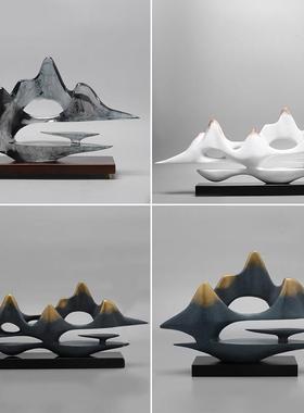 新中式创意假山禅意摆件家居客厅现代电视柜入户玄关办公桌装饰品