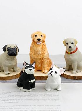 可爱小狗陶瓷摆件创意装饰品迷你博美泰迪公仔摆设办公室桌面礼物