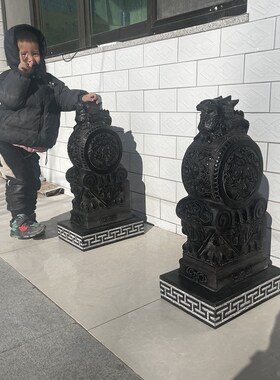 石雕门墩抱鼓石一对青r石门墩石鼓别墅入户门口会所门市摆件