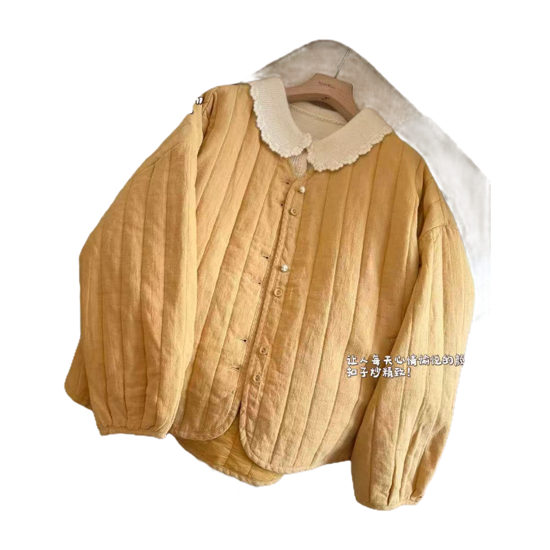 小文姐 W2343-“蛋黄派”原创设计棉麻轻薄棉服宽松上衣女短外套,淘宝优惠券,粉丝福利购,淘宝优惠卷