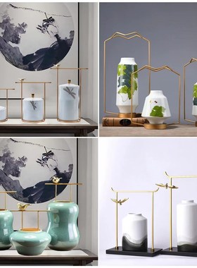 现在中式轻奢风家居客厅电视柜茶几书房样板房创意摆件装饰花瓶