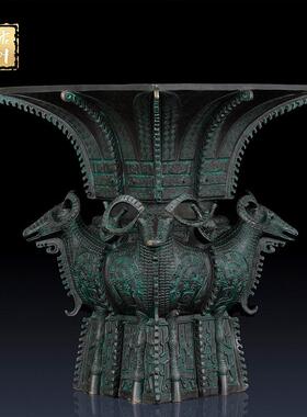 纯黄铜四羊方尊饰品办公装饰家居客厅四羊方尊商务礼品饰品