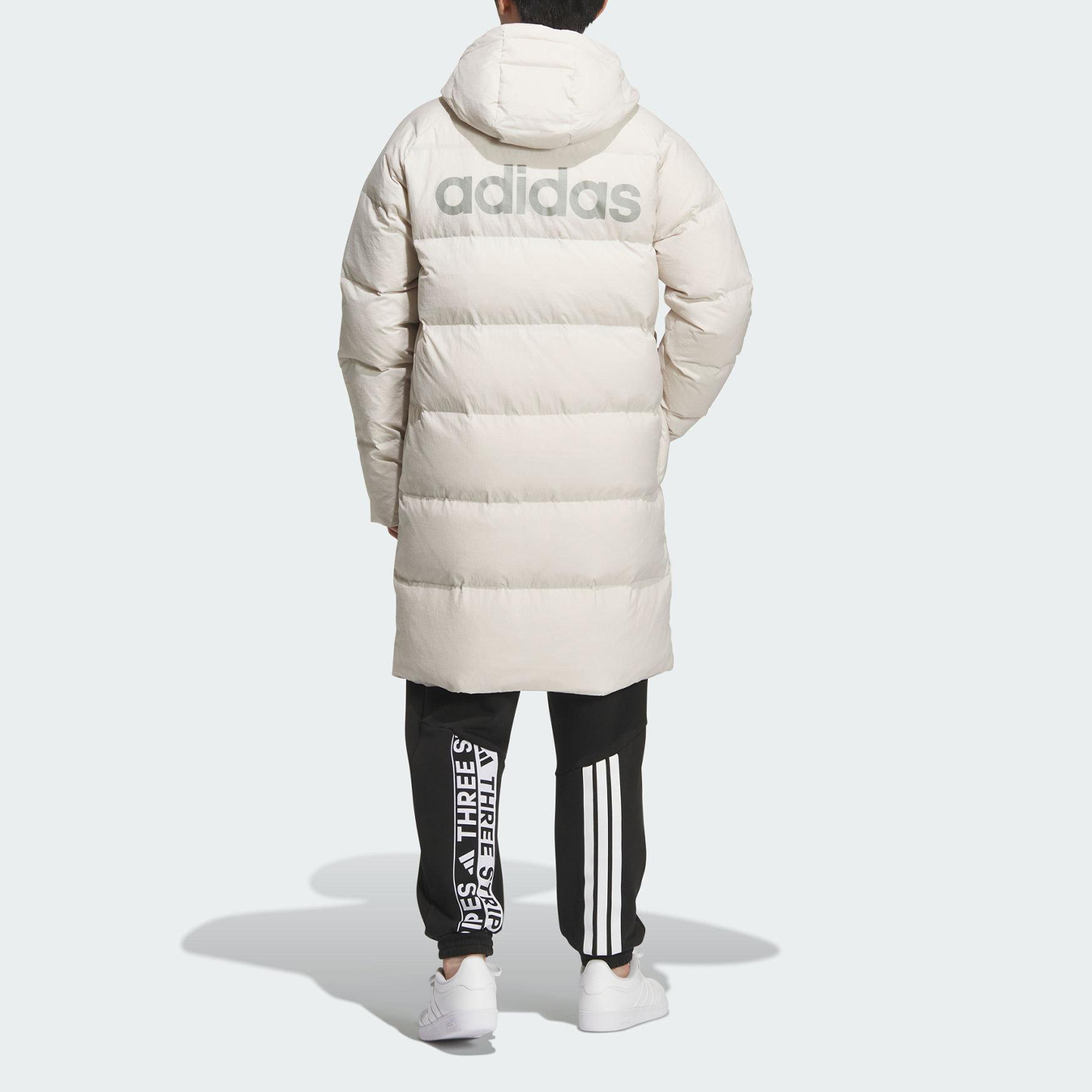 Adidas/阿迪达斯正品2025男女拉链长款连帽梭织运动羽绒服KR0935 - 图0