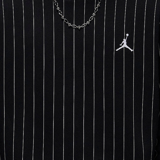 Nike ຂອງແທ້ JORDAN Men's Striped Velvet Sports Round Neck Pullover FN6355-010