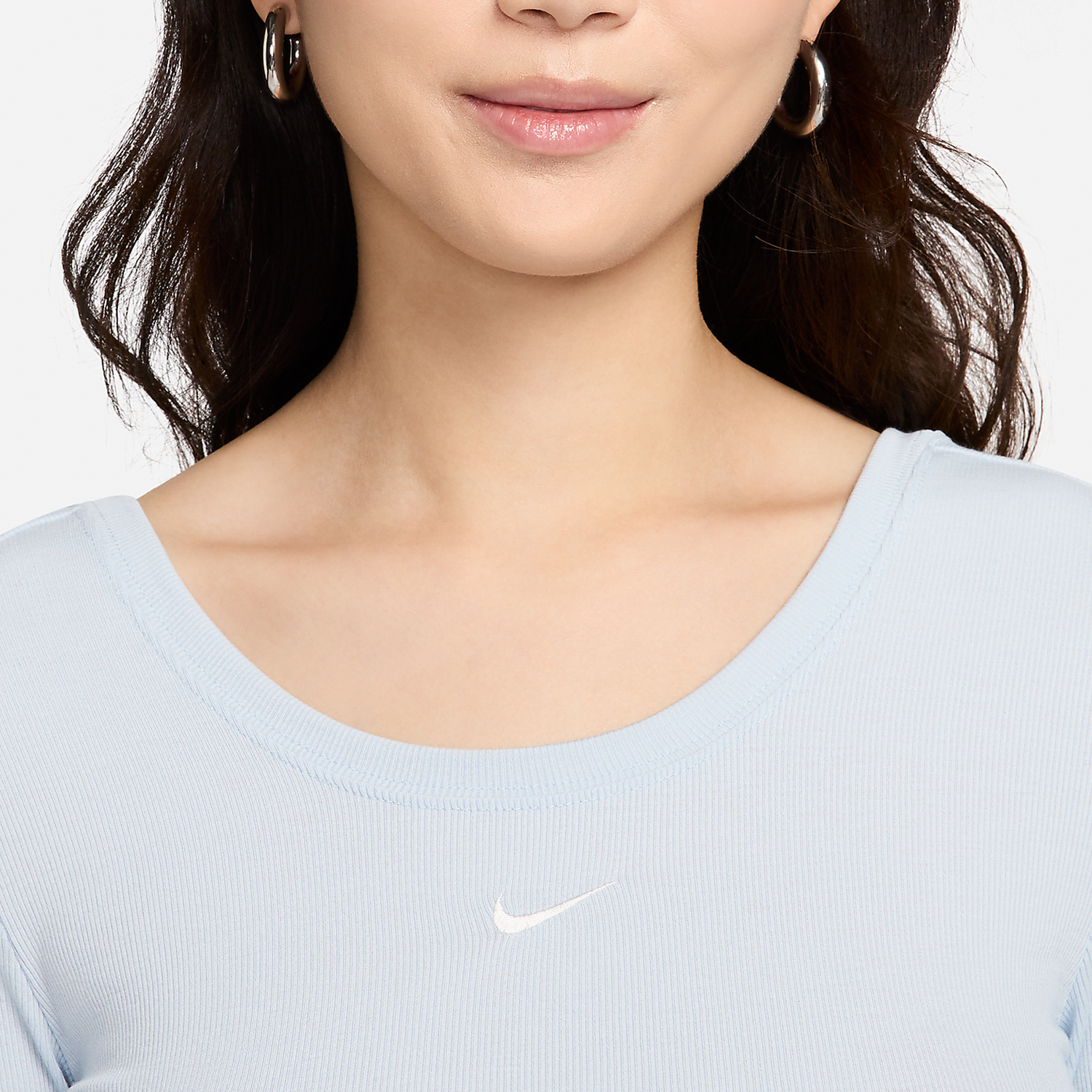 Nike/耐克正品春季新款女士针织透气短款长袖T恤FN3662-440 - 图1