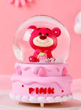 可爱卡通库洛米水晶球音乐盒旋转发光飘雪八音盒少儿女生生日礼物
