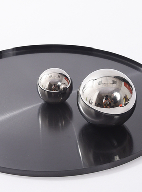 304不锈钢金属圆球装饰品托盘内软装设计师配饰金W银色摆台小摆件