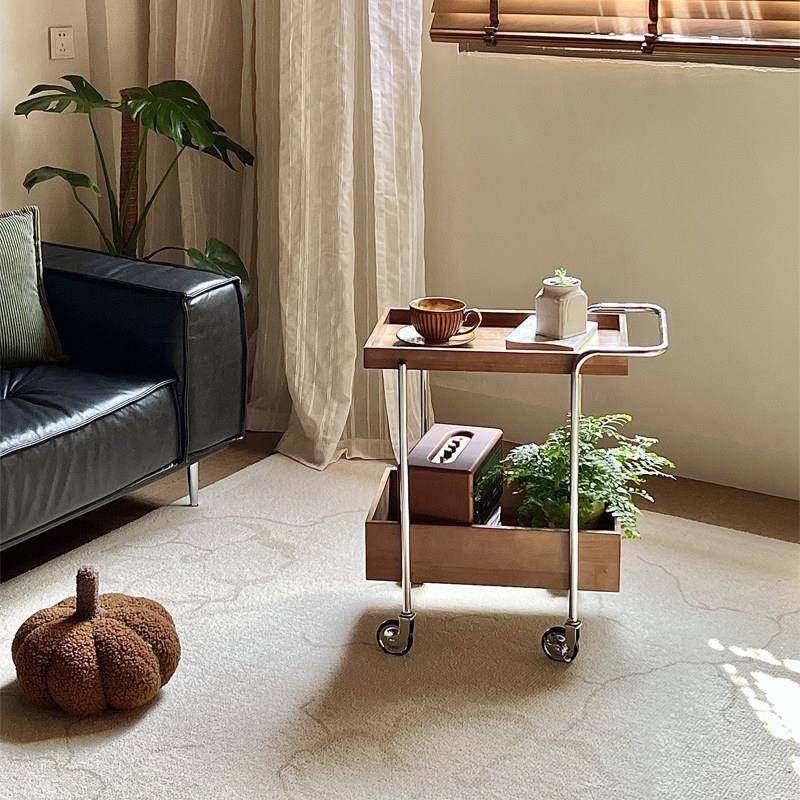北欧可移推车不锈家MINEHOU用收纳钢小推车ins风原木沙发动边色几,淘宝优惠券,粉丝福利购,淘宝优惠卷