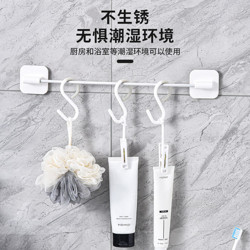 整理师推荐厨房s型挂钩带夹子免打孔强力承重吊钩卫生间挂钩环扣 - 图2