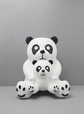 现代简约卡通可爱熊猫动客物树1268柜脂摆件厅卧室酒店电视居装家